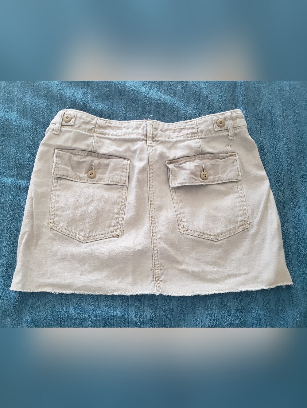 Vintage Cargo Mini Skirt Casual Beige Tan Khaki Pocket American Eagle Outfiters - Picture 2 of 3